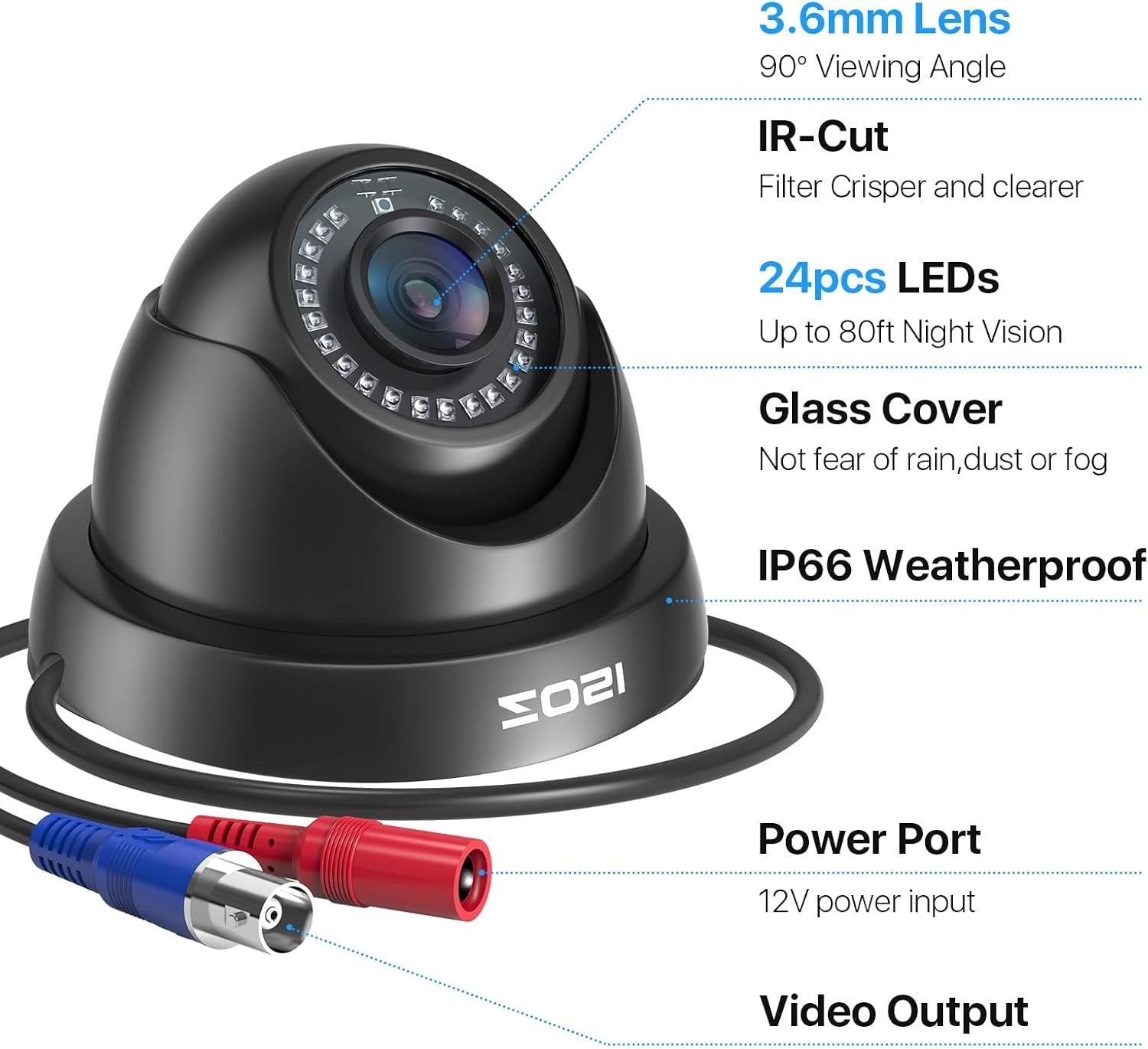 1080P CCTV Dome Cameras 2 Pack HD Security Cameras 80ft Night Vision
