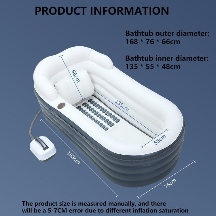 Portable Bubble Spa Bathtub Inflatable Hydrotherapy Jets Remote Control