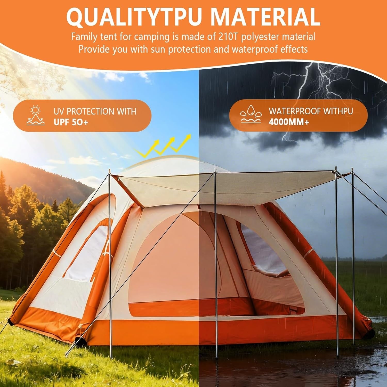 4 Person Inflatable Camping Tent Waterproof Pop Up with Pump