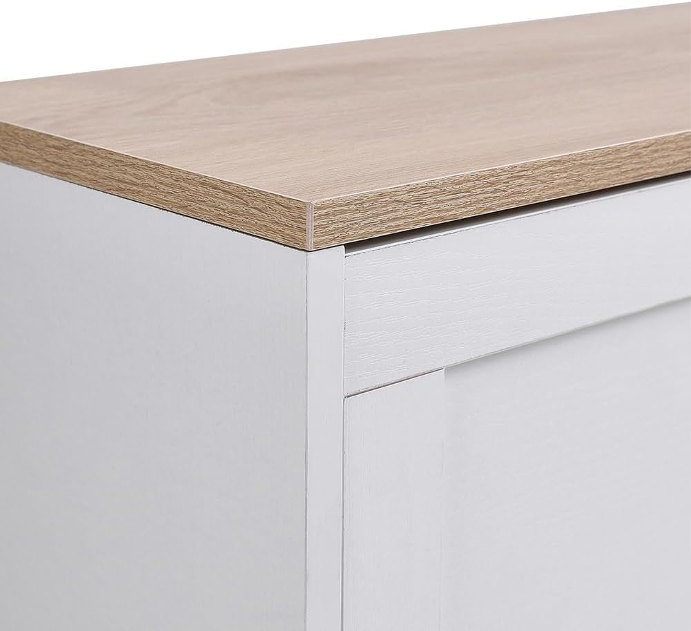 2 Drawer Flip Door Shoe Cabinet with Adjustable Shelves 58x24x80 cm White