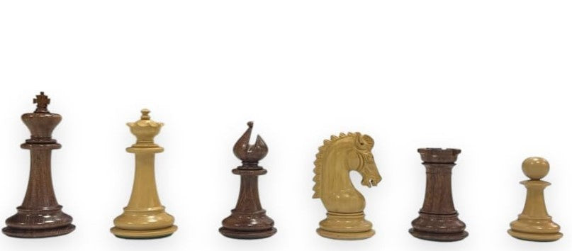 Luxury Acacia Wood Chess Set 3.75" King with Velvet Storage Box & Extra Queens
