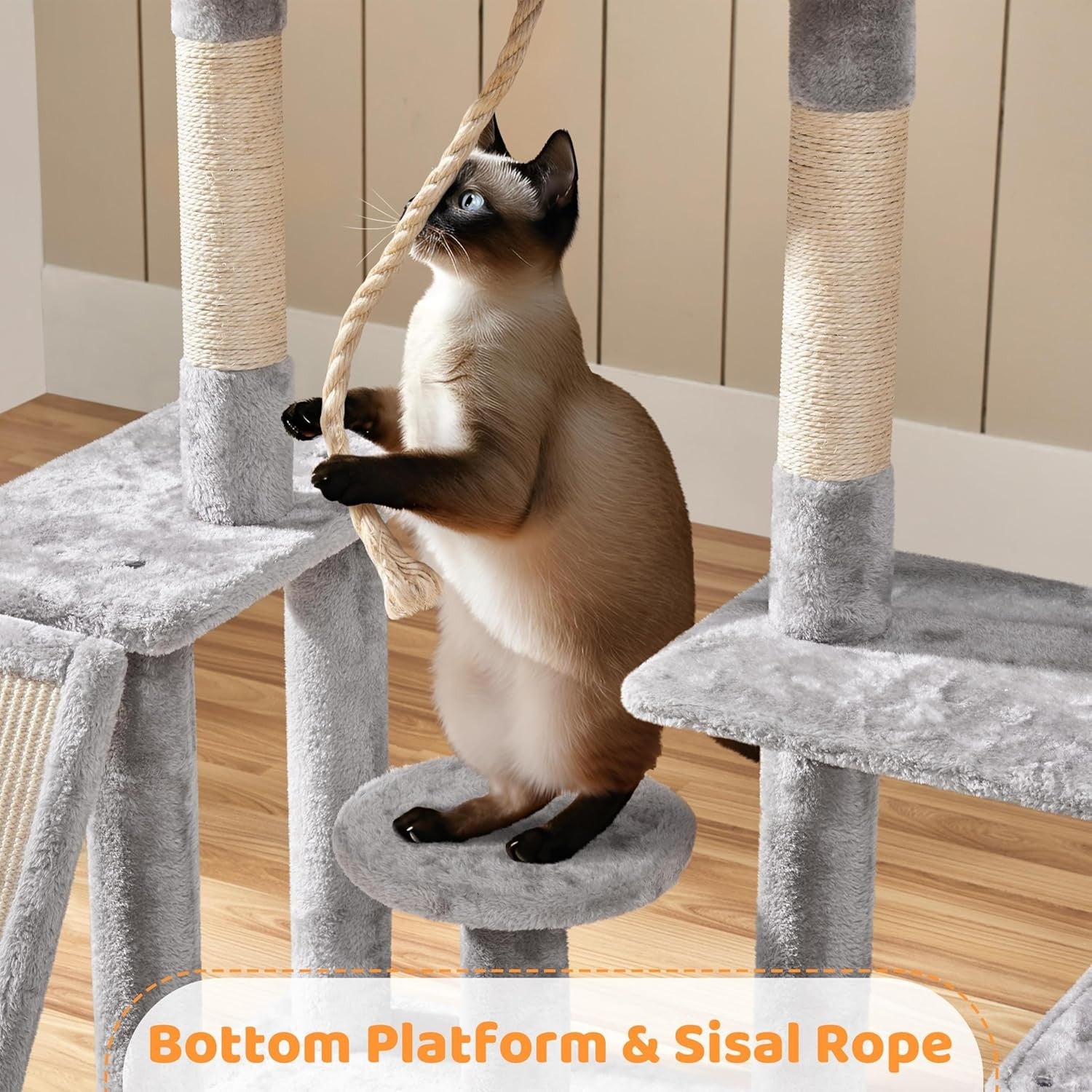 Large Cat Tree 136cm Indoor Tower with Condo Sisal Posts Multi Level Play