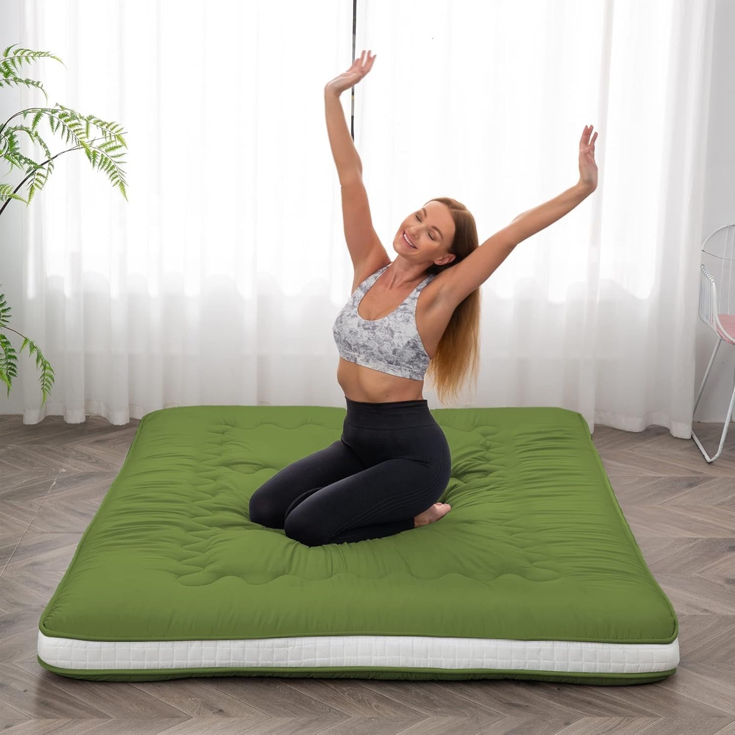 Extra Thick Japanese Futon Mattress Double Bed Roll-Up Floor Mat