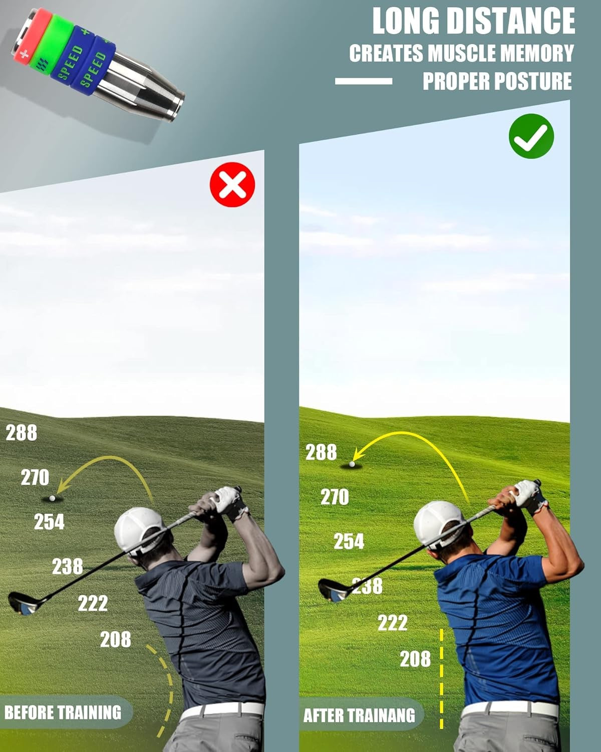 Golf Swing Speed Trainer Adjustable 3 Weight Tempo Aid Tool