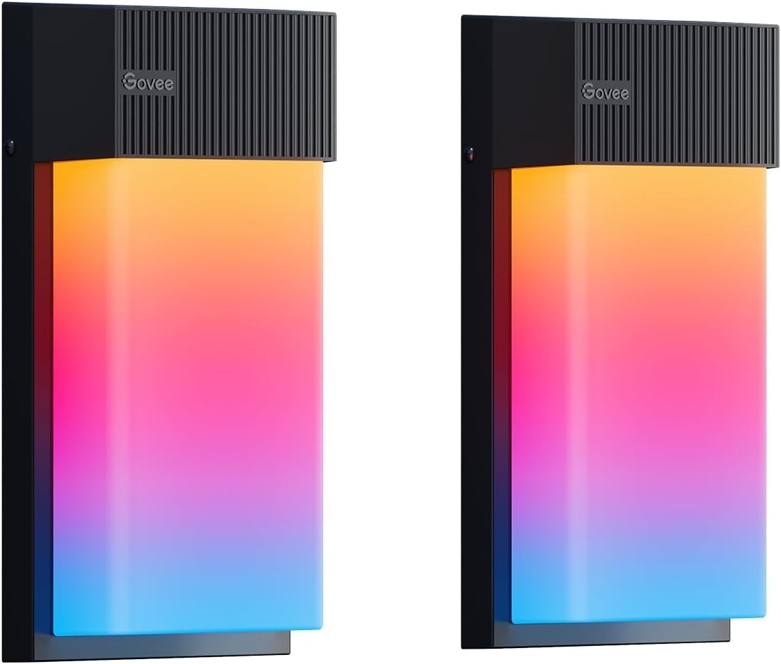 Smart RGB Outdoor Wall Lights 2-Pack 1500LM Waterproof Alexa Control