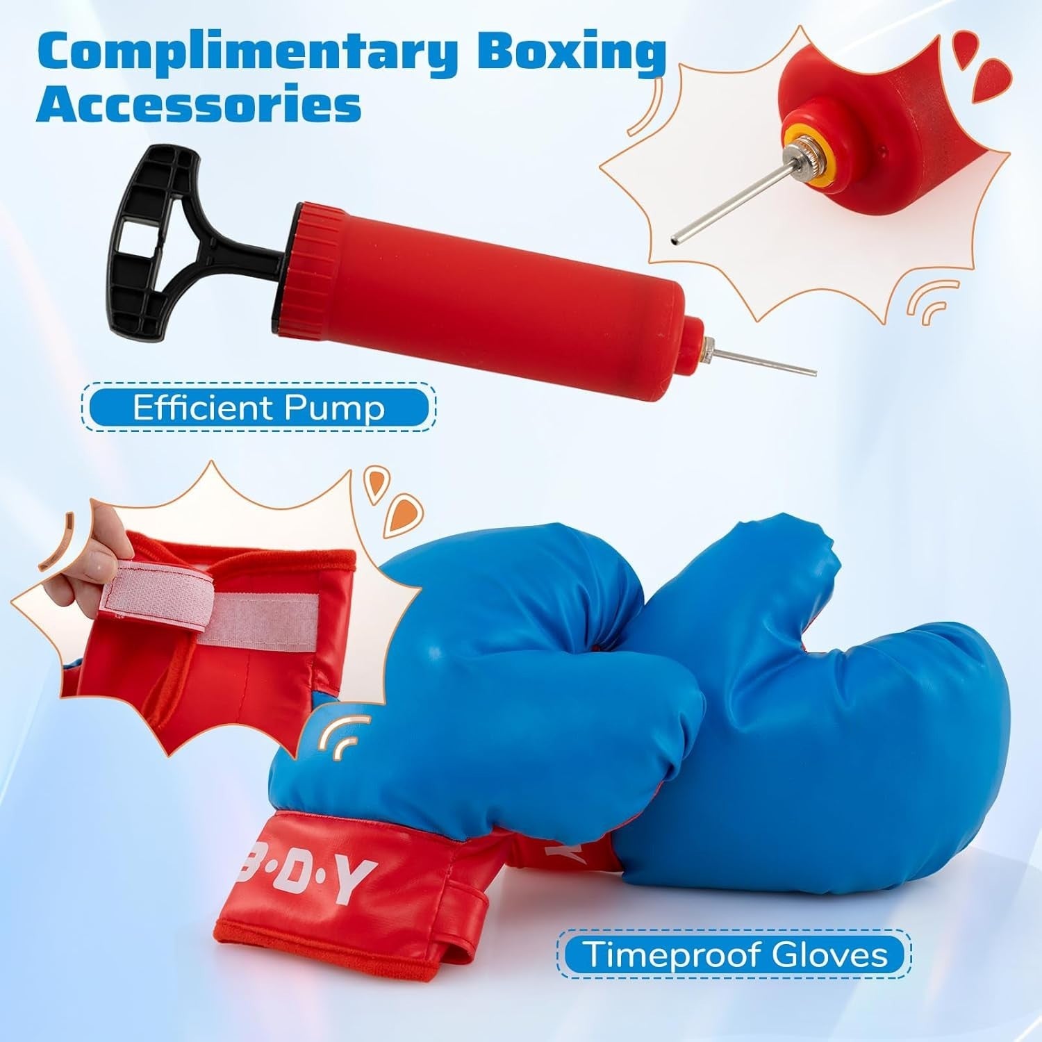 Adjustable Inflatable Punching Ball Stand Kids Teens Boxing Set