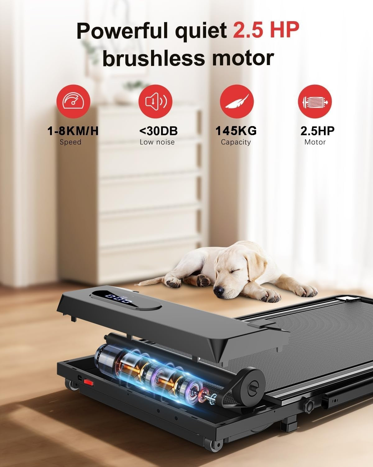 Walking Pad Treadmill Incline Under Desk 8km/h Portable Home.