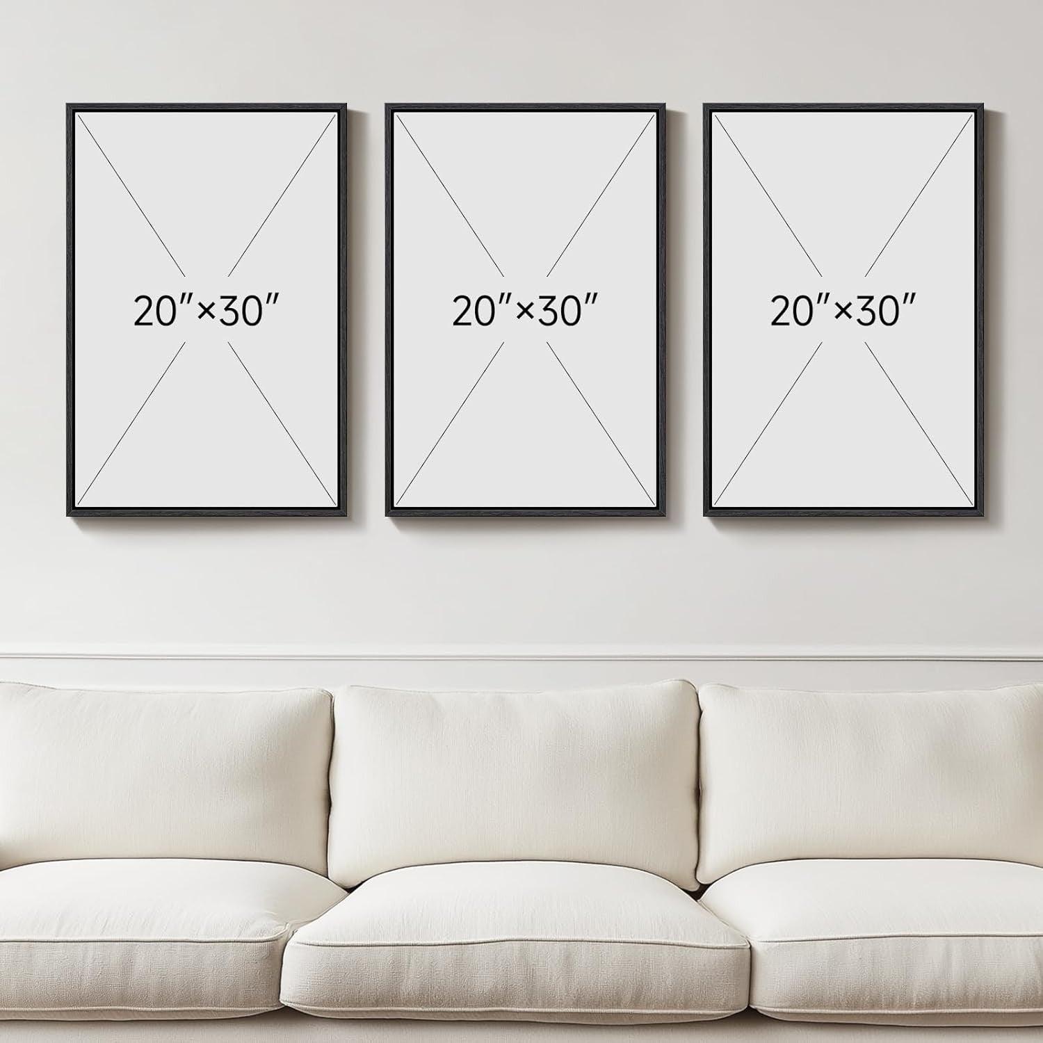 Large Black White Abstract Wall Art 3 Piece Framed Canvas Set