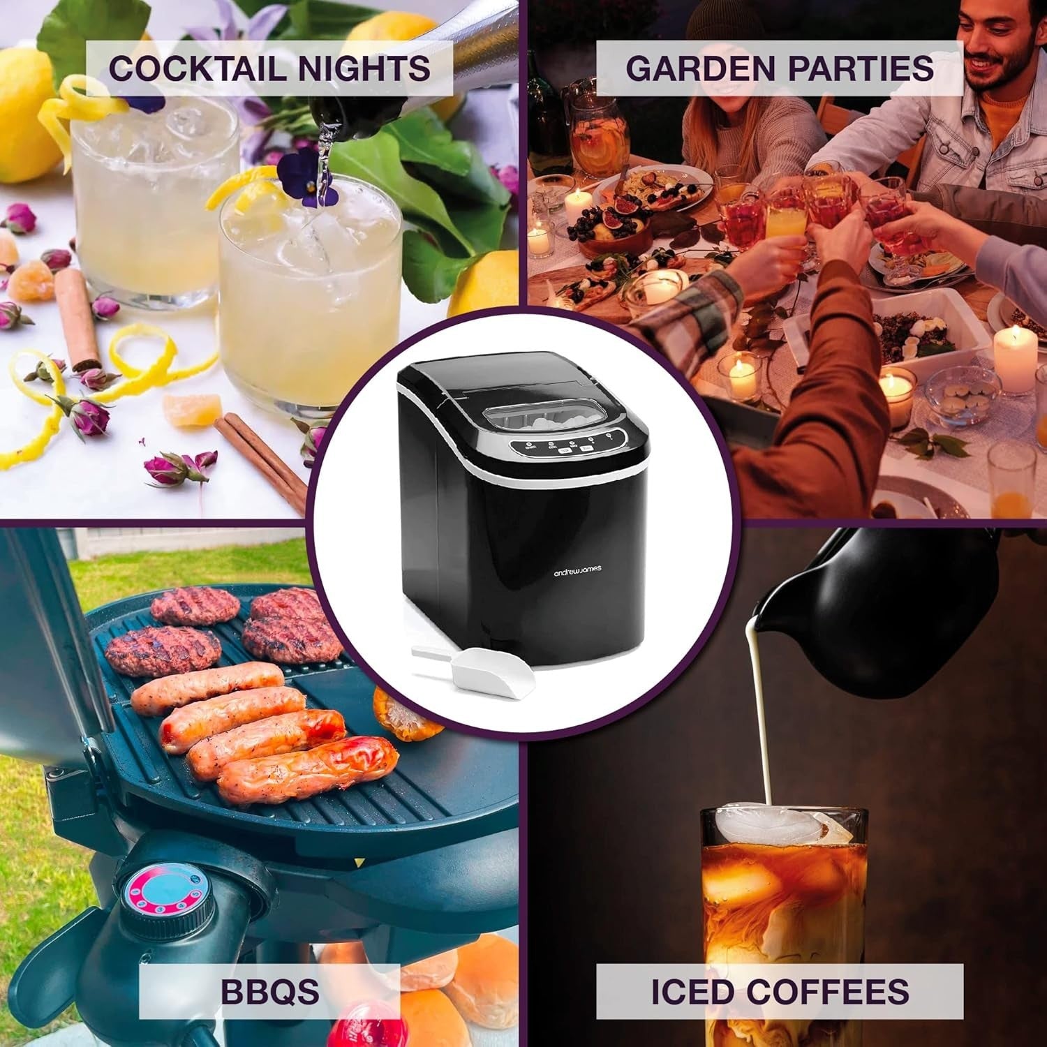 Fast Ice Cube Maker Countertop 2.2L Portable Self Cleaning Ice Machine