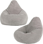 Grey Kids Bean Bag Chairs 2 Pack Soft Corduroy Lounge Chairs for Reading Gaming