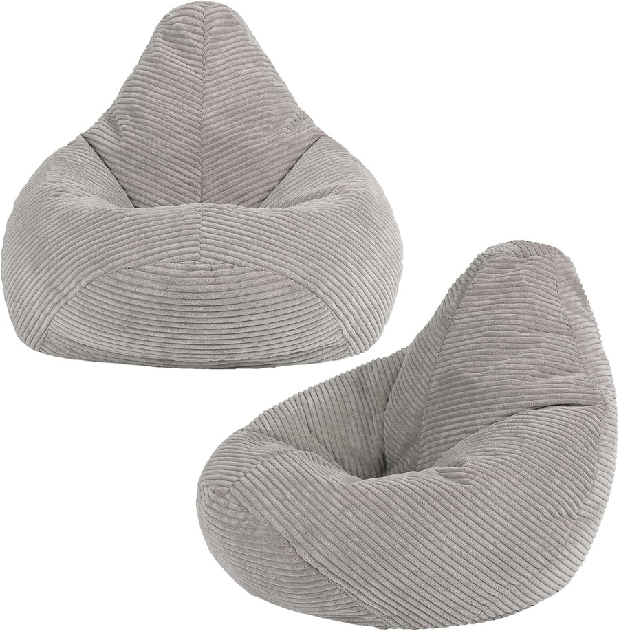 Grey Kids Bean Bag Chairs 2 Pack Soft Corduroy Lounge Chairs for Reading Gaming