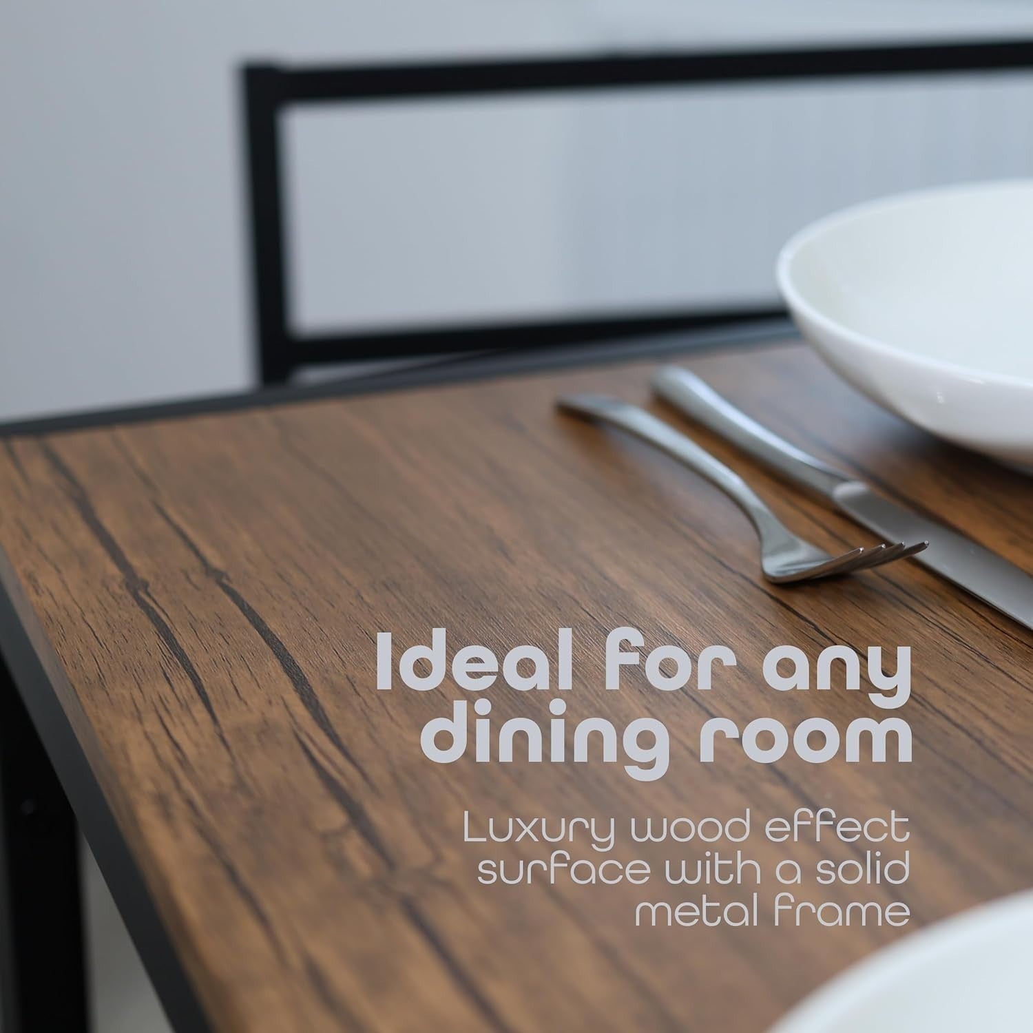 5-Piece Dining Table & Chairs Set with Storage Shelf, Modern Metal Dining Set