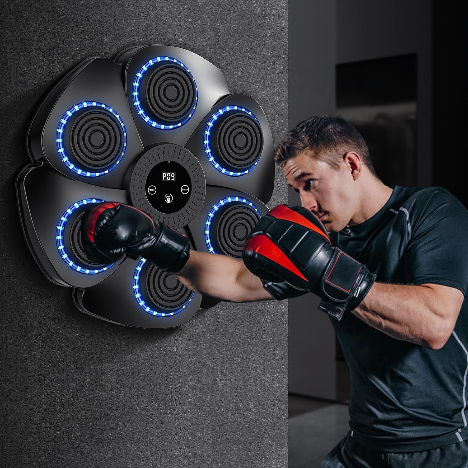 Music Boxing Machine LED Punch Pad Bluetooth Wall Mounted Home Trainer