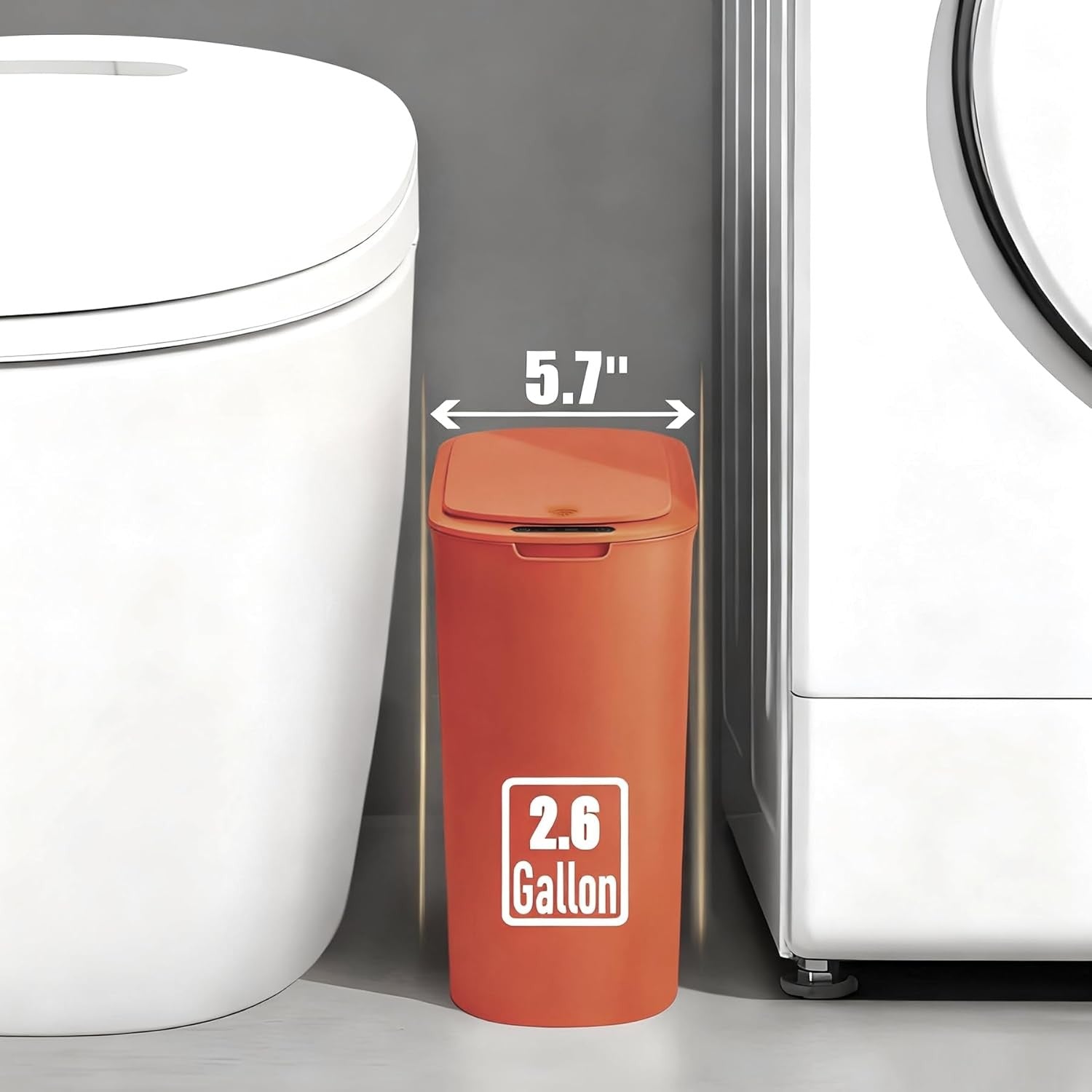 Automatic Touchless Bathroom Bin 2.6 Gallon Slim Motion Sensor Orange