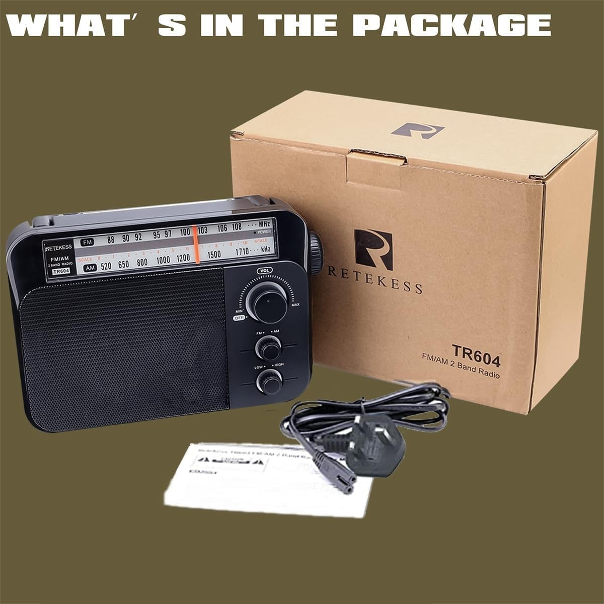 Portable AM FM Radio Battery & Mains Large Speaker Easy Use