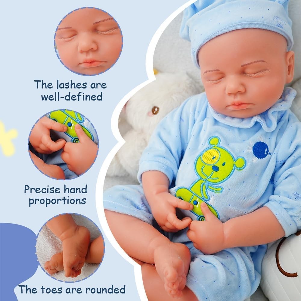 18” Realistic Silicone Newborn Doll Full Body Poseable Girl Gift