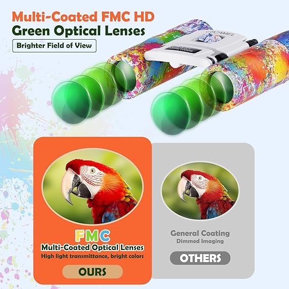 8x21 Kids Waterproof Compact Binoculars Mini Travel Bird Watching Mix Colours