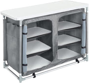 Portable Outdoor Camping Kitchen with 6 Shelves & Storage Bag, Foldable Table
