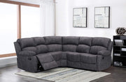Grey Fabric 5-Seater L-Shaped Corner Sofa Recliner with Padded Arms
