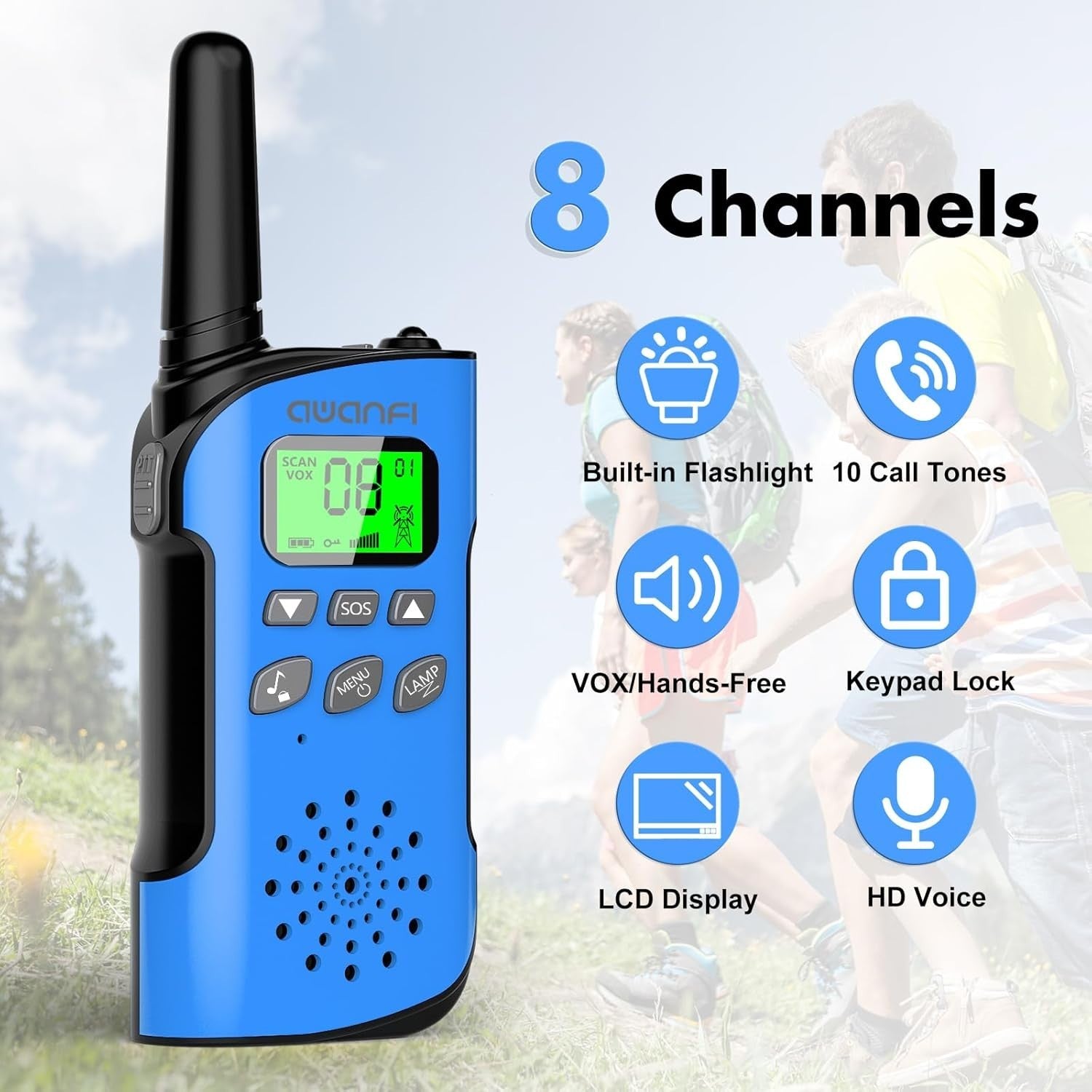 Kids Walkie Talkies 3 Pack USB-C Rechargeable VOX Long Range Toy Radios