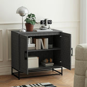 Modern Sideboard Cabinet 2 Door Storage Unit Steel Frame Adjustable
