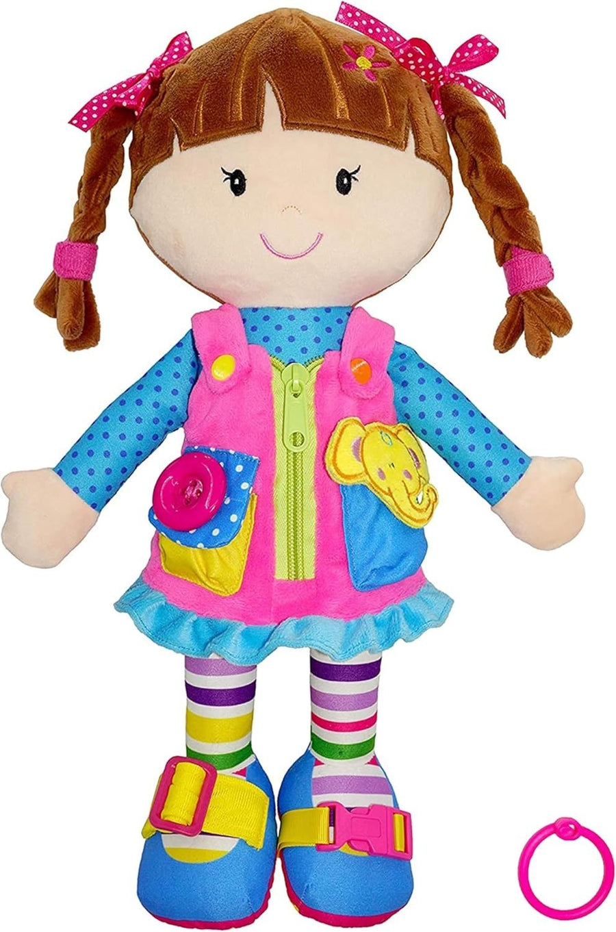15.5” Montessori Dressing Plush Doll Toddler Learning Buckles Toy