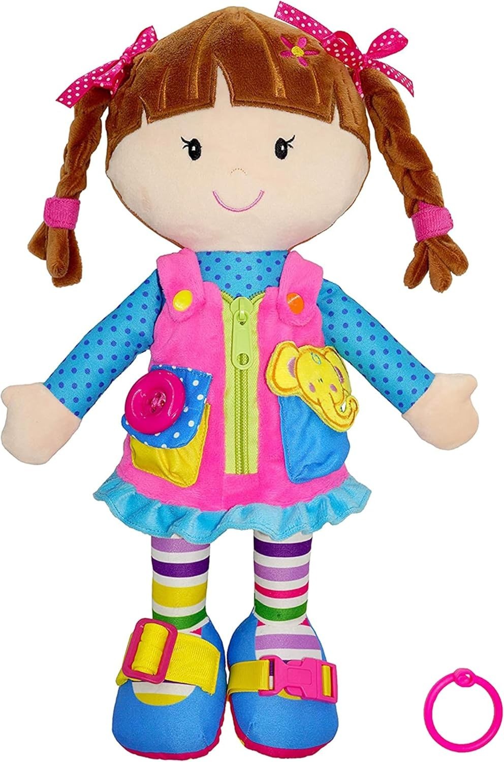 15.5” Montessori Dressing Plush Doll Toddler Learning Buckles Toy