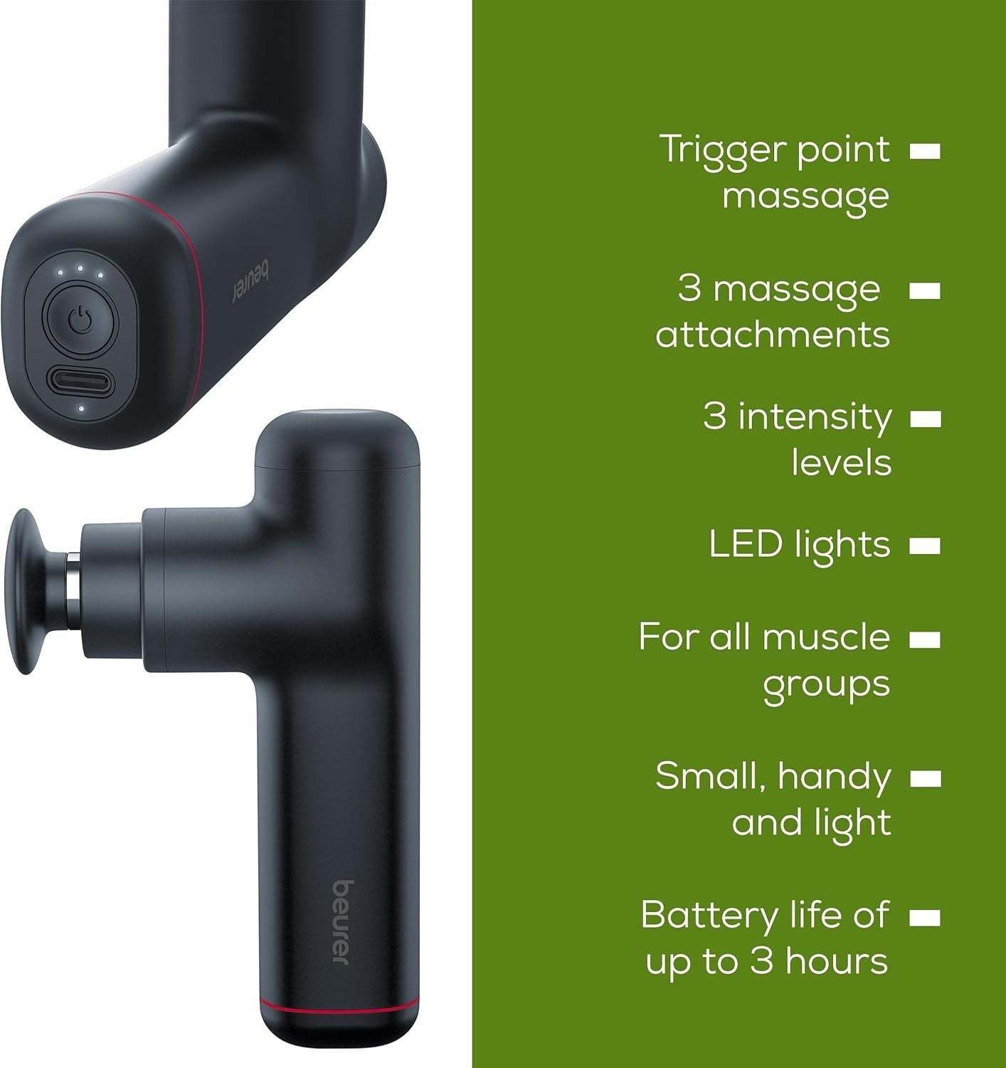 Deep Tissue Massage Gun for Muscles Neck Back Pain Relief 3 Heads Quiet