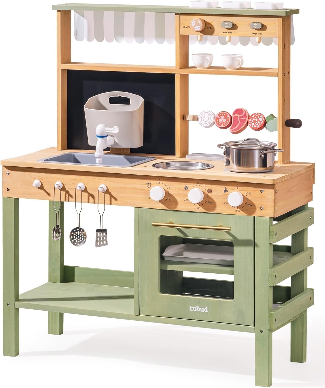 Wooden Mud Kitchen for Kids Outdoor Playset w/ Sink Blackboard