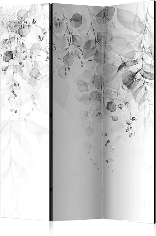 Grey Leaf 3 Panel Room Divider 135x172cm Folding Screen Nature Decor