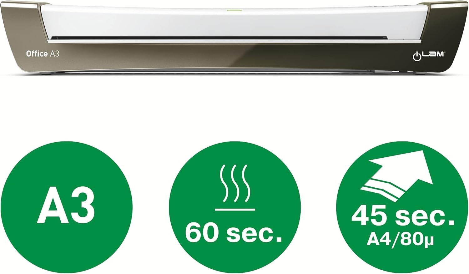 A3 Laminator Small Office Fast 1 Min Warm Up Auto Feed 75–125 Mic