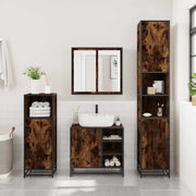 Smoked Oak Under Sink Bathroom Cabinet – Rustic Wood Storage Unit 65cm Modern