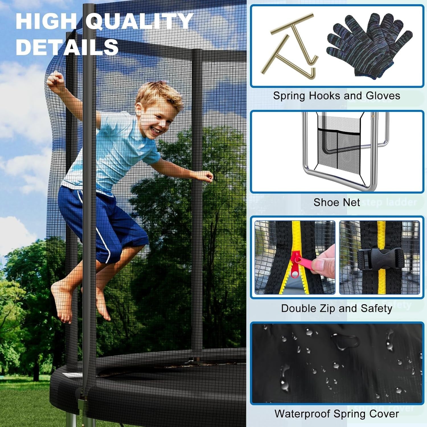 12FT Kids Garden Trampoline Safety Net Steel Frame Outdoor Play