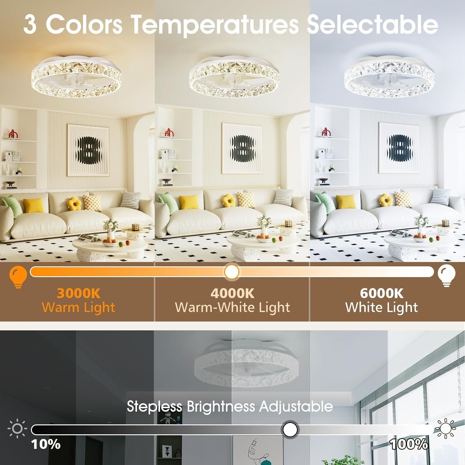 40CM LED Ceiling Fan Light with Remote & App Control