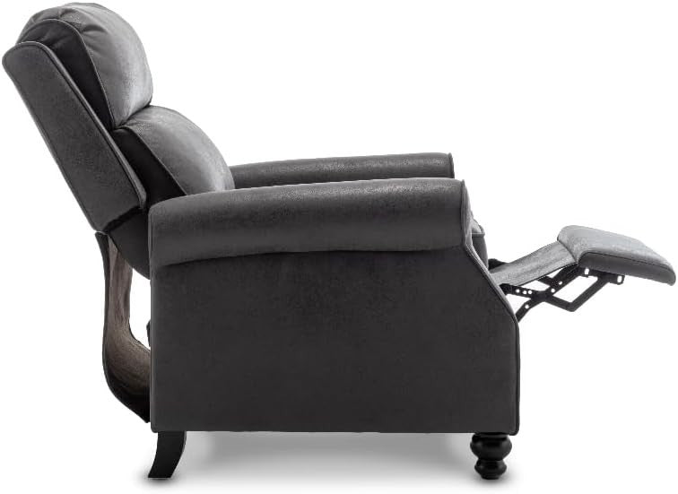 Recliner Armchair Faux Leather Grey Chair High Back Support Elderly