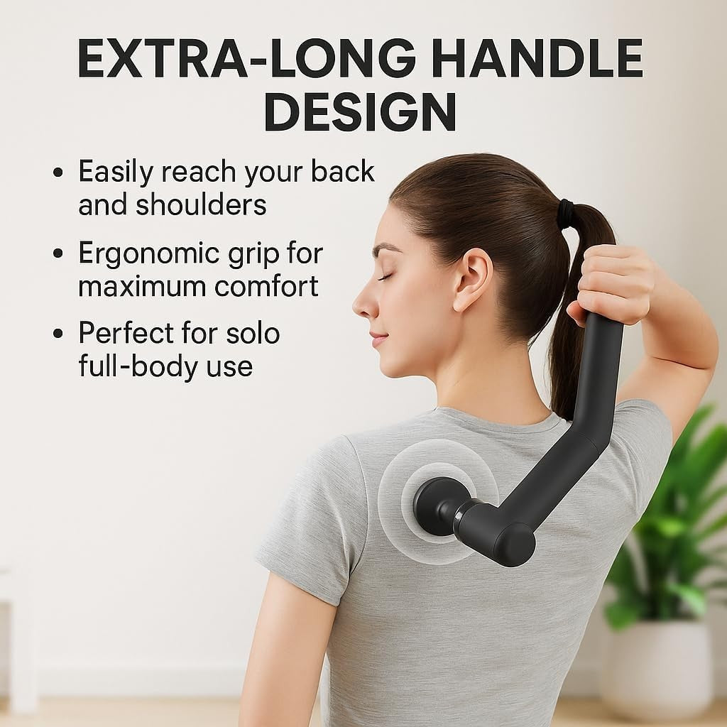 Deep Tissue Massage Gun Heated Hot Cold Percussion 6 Heads Long Handle
