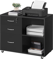Mobile Filing Cabinet with Lockable Drawers Printer Stand Rolling Office Storage