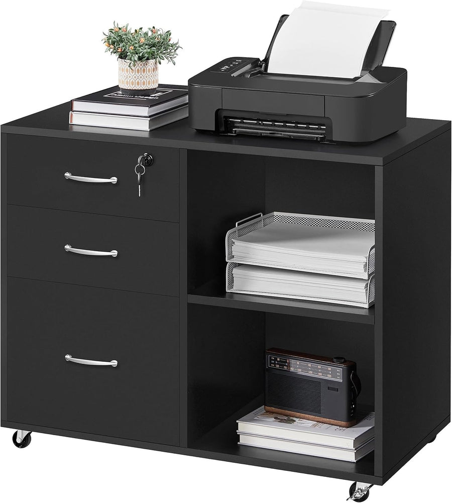 Mobile Filing Cabinet with Lockable Drawers Printer Stand Rolling Office Storage