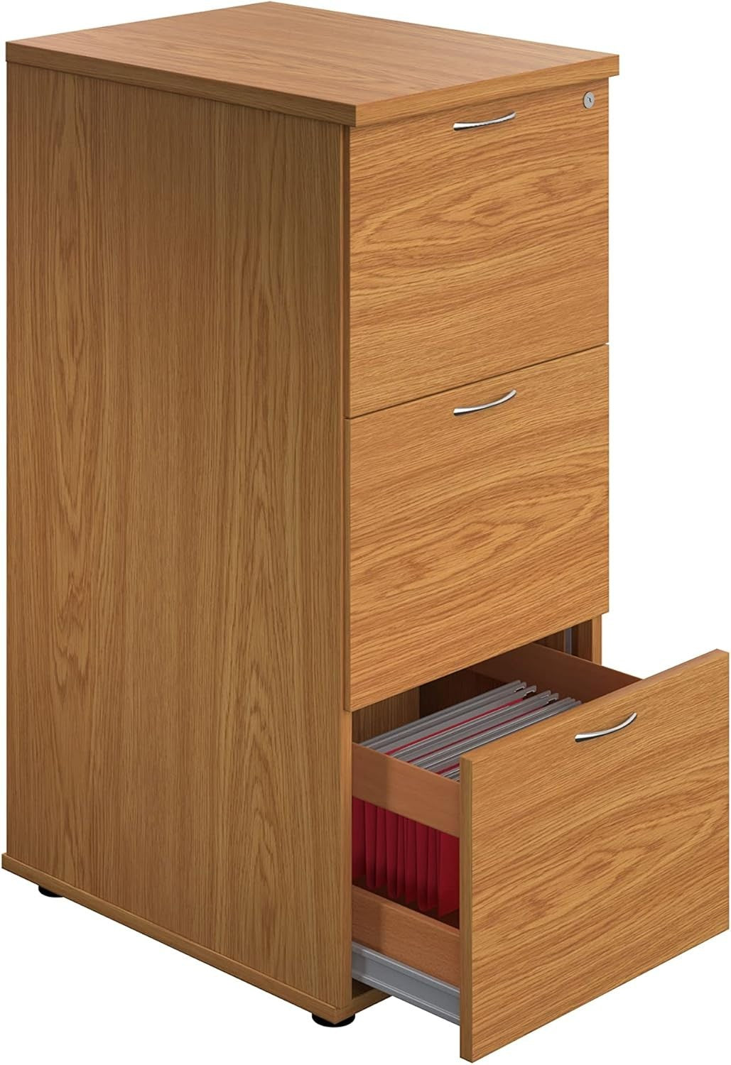 Oak Filing Cabinet 3 Drawer Lockable 105cm Heavy Duty Office