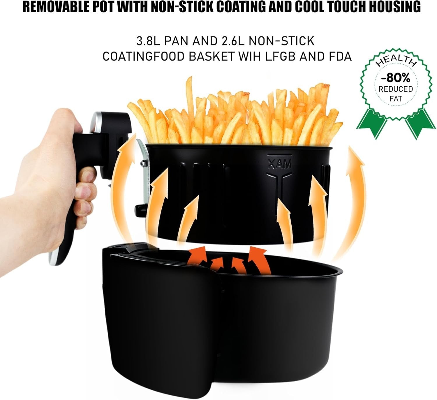 3.8L Compact Air Fryer Manual 200°C Rapid Heat 30min Timer Nonstick