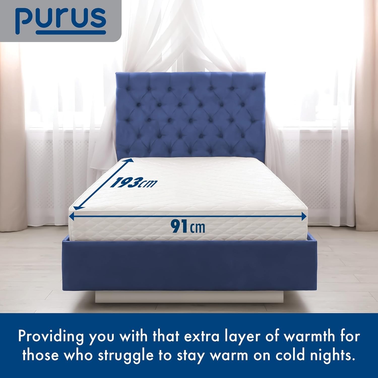 Single Electric Underblanket White 193x91cm Fitted Heated Mattress Cover