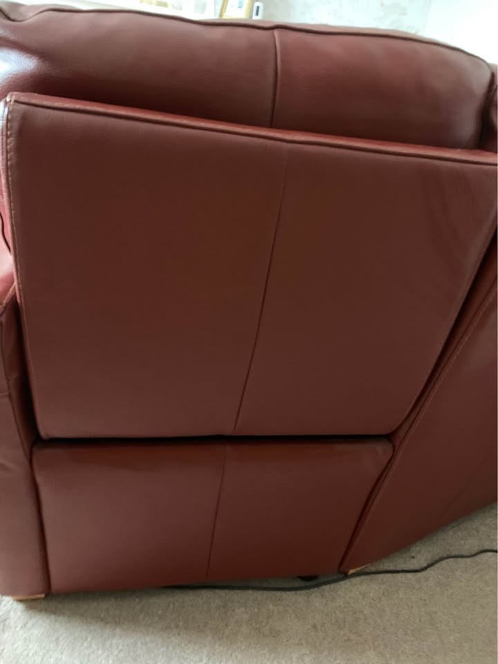 Rustic Red Leather Corner Sofa + Armchair (PTP)