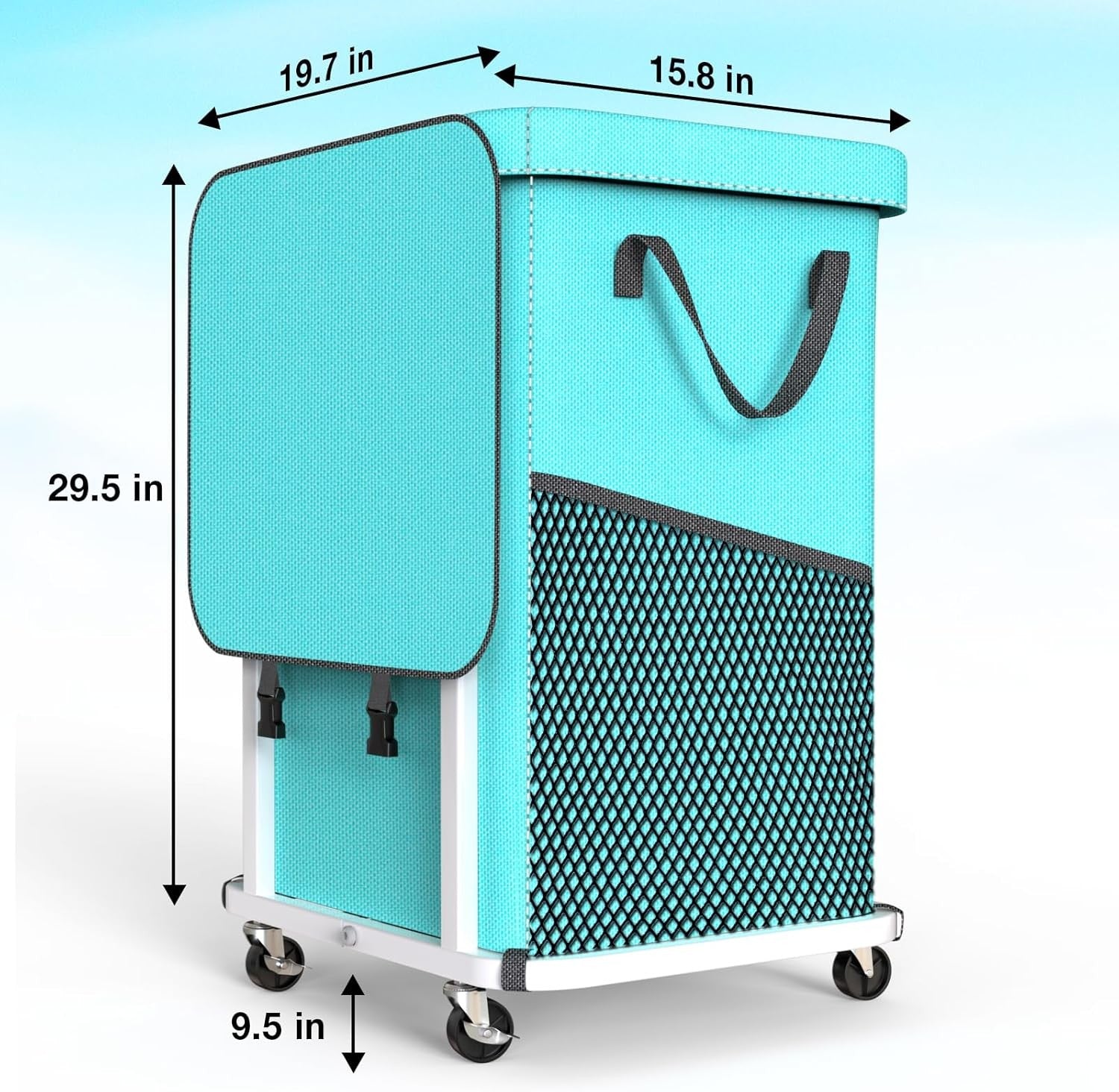 150L Large Blue Rolling Laundry Hamper Heavy Duty Laundry Basket with Wheels