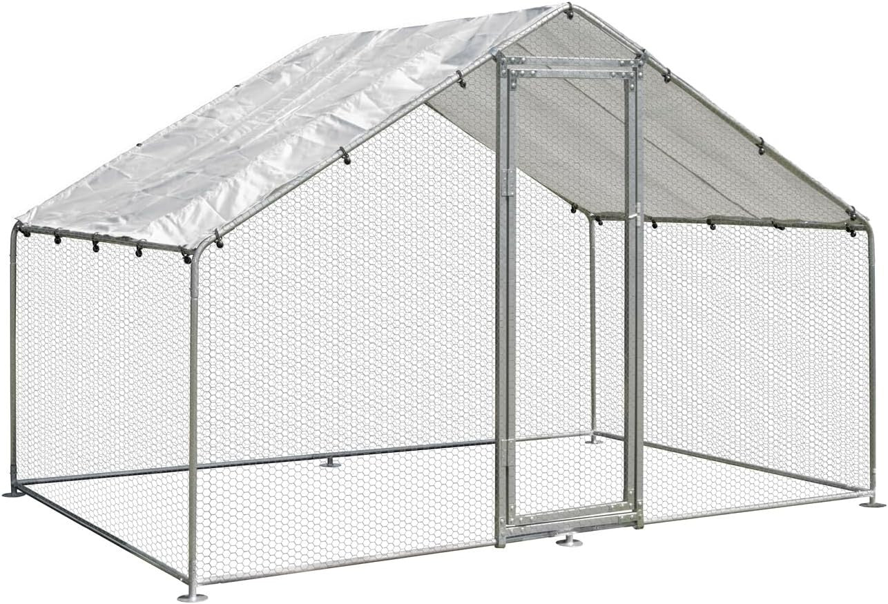 Heavy Duty Walk In Poultry Run Galvanised Steel Secure Door Roof 3x2m