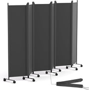 6 Panel Room Divider Folding Privacy Screen with Lockable Wheels – Large Portabl
