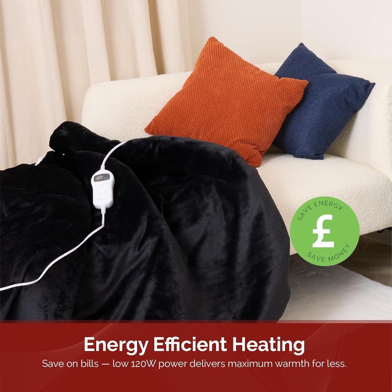 Electric Heated Throw Blanket Teddy Fleece Energy Saving Washable 160x120cm