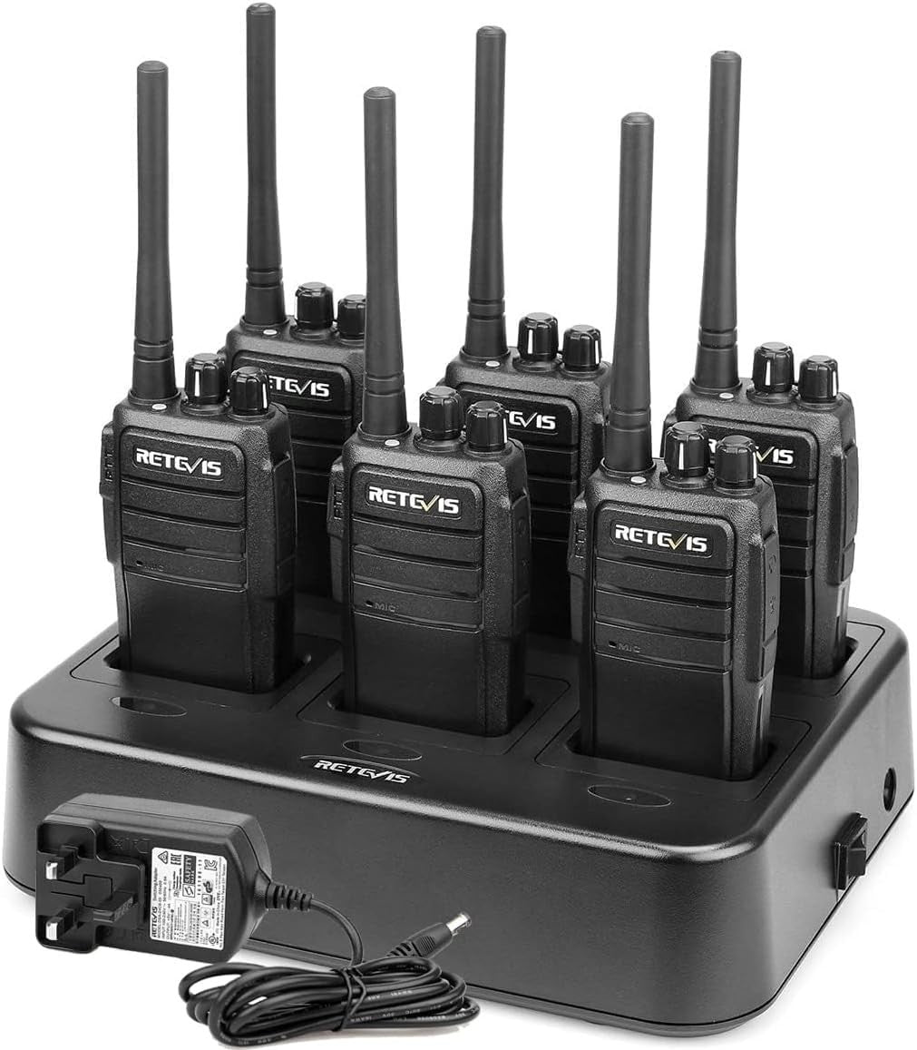 Long Range Rechargeable Walkie Talkies 16CH VOX 6 Way Charger 6 Pack