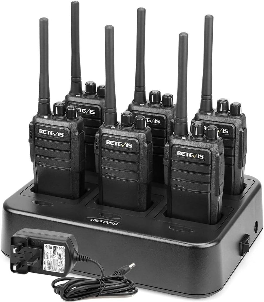 Long Range Rechargeable Walkie Talkies 16CH VOX 6 Way Charger 6 Pack