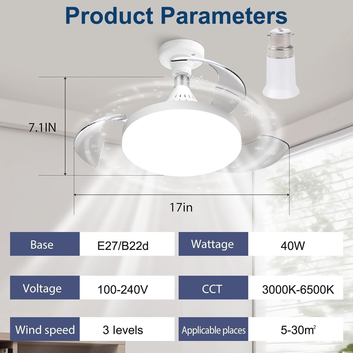 HZSANUE 40W Ceiling Fan with Lights, Remote, 3-Speed, Dimmable LED