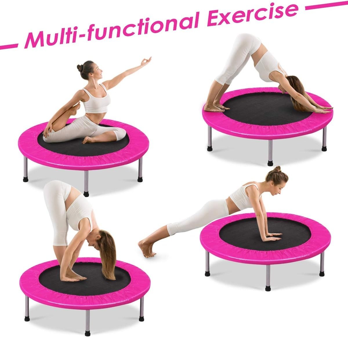 38in Folding Mini Rebounder Trampoline Padded Indoor Outdoor 150KG